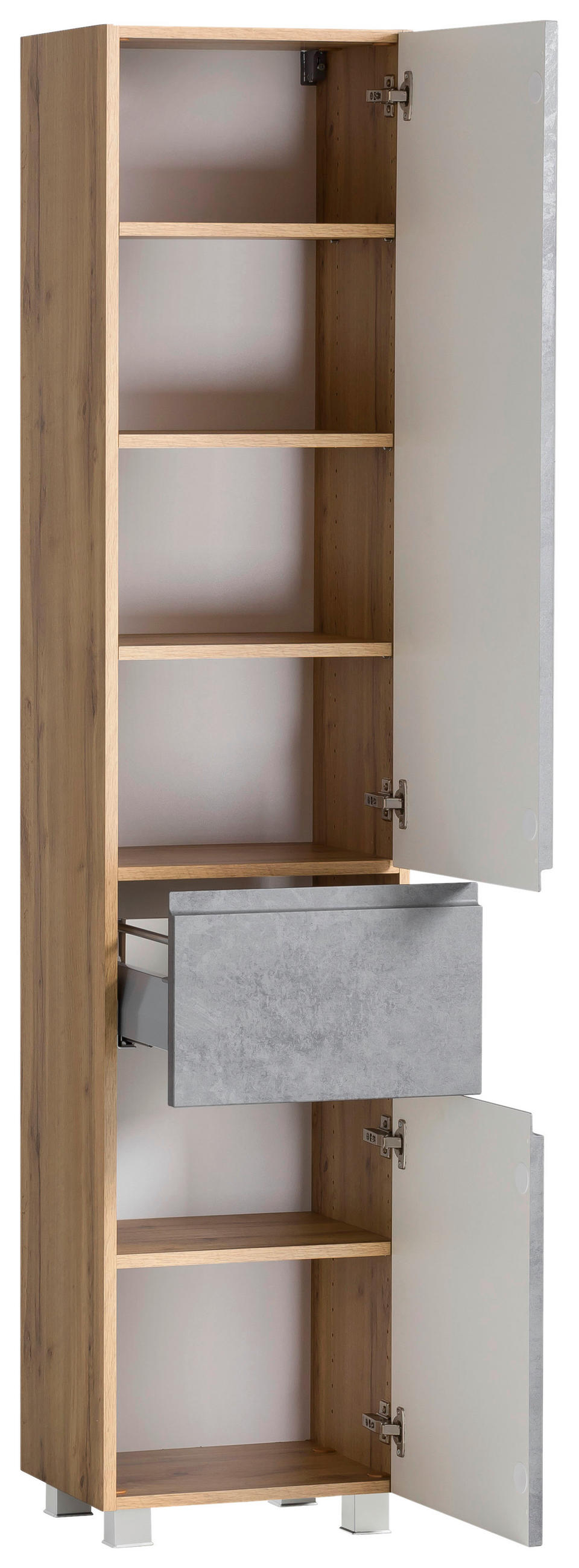 HOCHSCHRANK 40/180/35 cm  - Eiche Wotan/Hellgrau, Modern, Holzwerkstoff (40/180/35cm) - Held