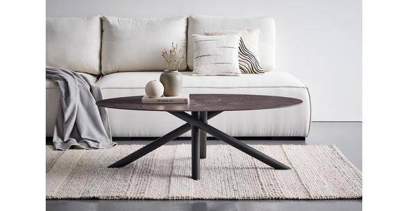 COUCHTISCH 130/75/42 cm oval Schwarz, Dunkelbraun - Dunkelbraun/Schwarz, Design, Keramik/Metall (130/75/42cm) - Novel