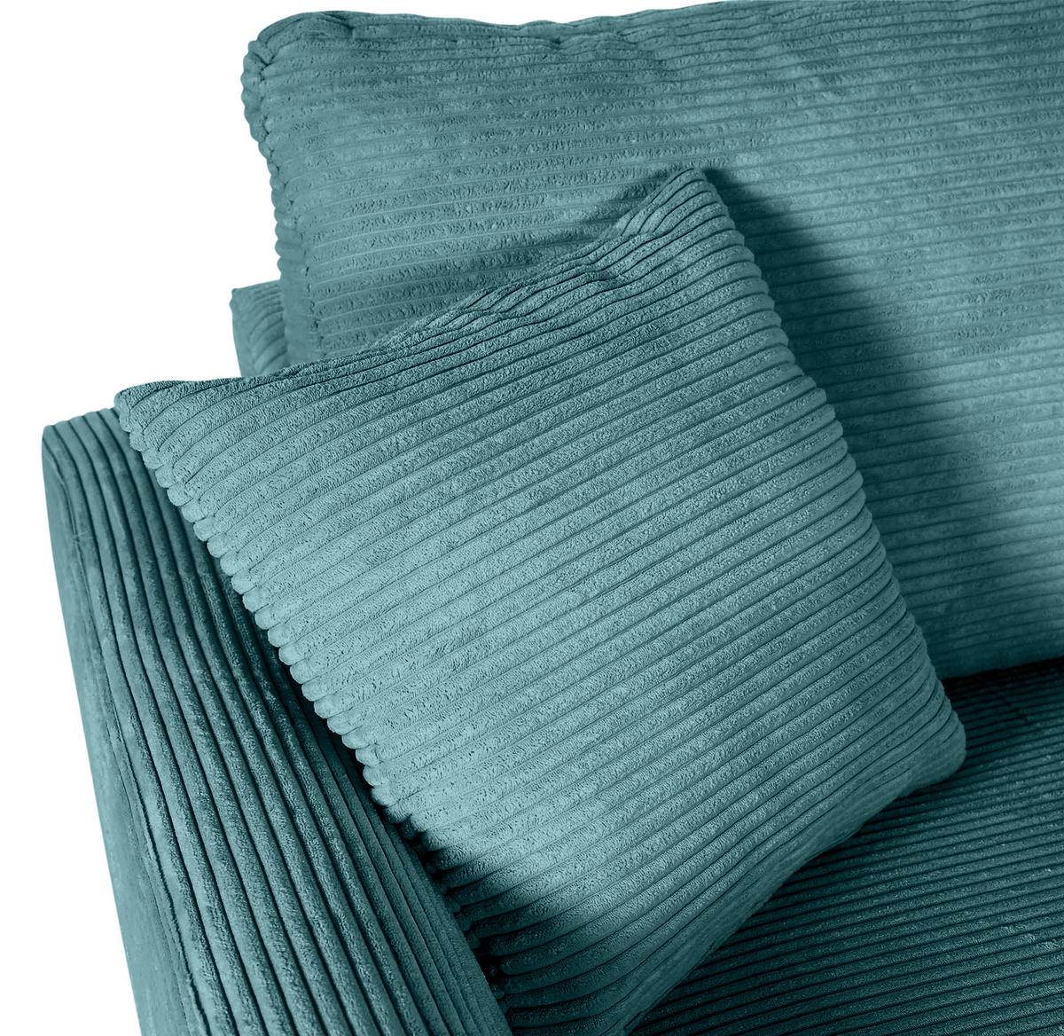 ECKSOFA in Cord Petrol  - Petrol/Schwarz, Design, Kunststoff/Textil (240/175cm) - Landscape