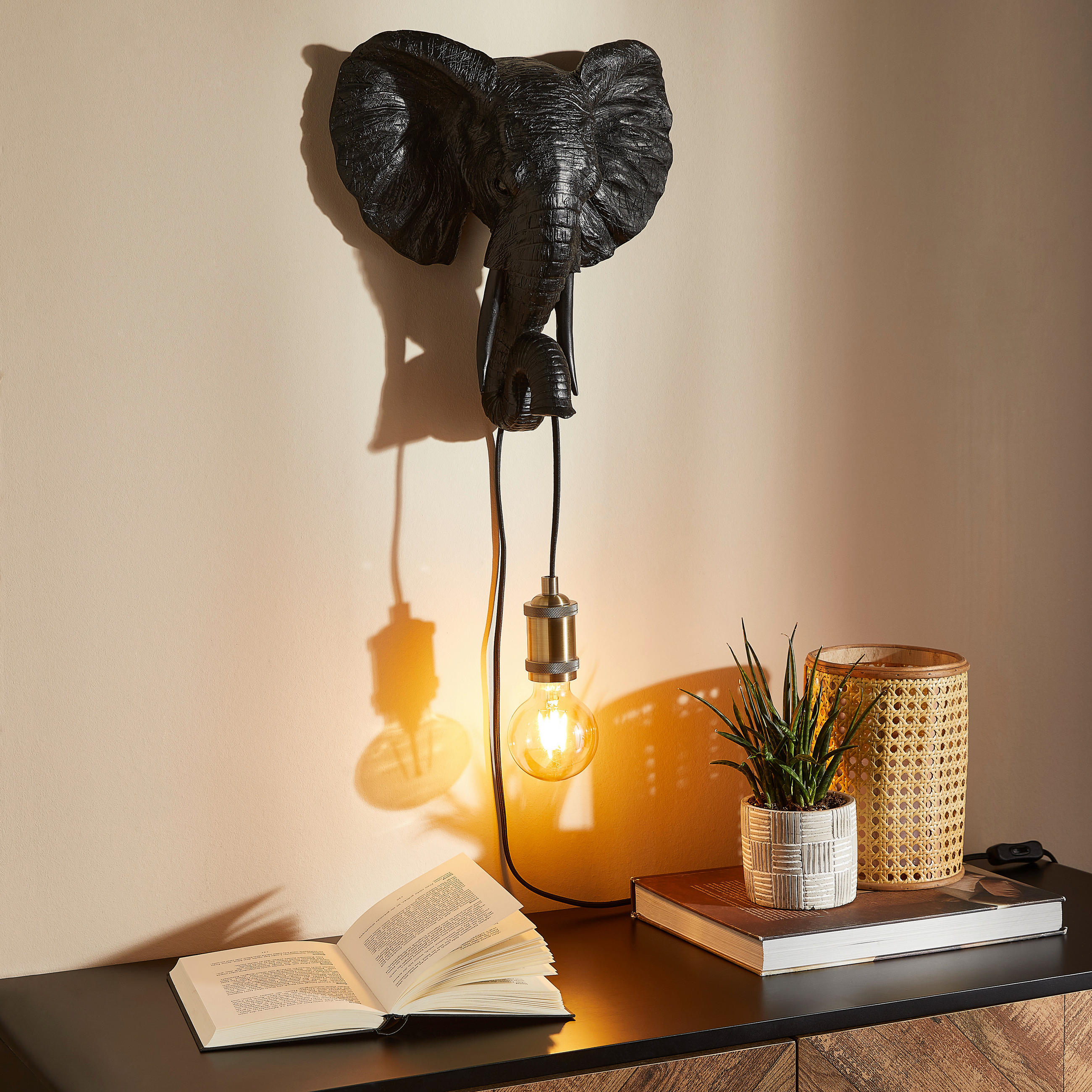 WANDLEUCHTE 35/13/36 cm - Schwarz, Basics, Kunststoff (35/13/36cm) - Light & Living