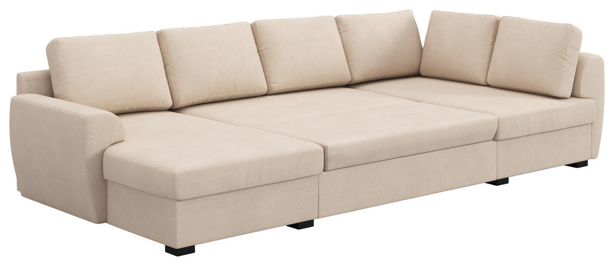 SJEDEĆA GARNITURA tekstil  prirodne boje   - boje nikla/prirodne boje, Trend, tekstil/plastika (154/327/86cm) - MID.YOU