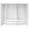 DREHTÜRENSCHRANK  in Weiß, Weiß Hochglanz  - Weiß Hochglanz/Alufarben, KONVENTIONELL, Holzwerkstoff/Metall (244/218,6/59,4cm) - Xora