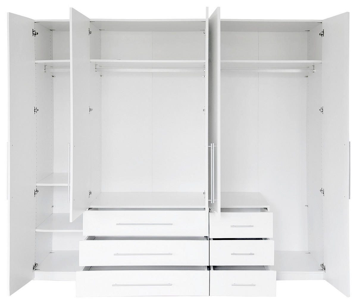 GARDEROB MED GÅNGJÄRN 244/218,6/59,4 cm 5-dörrar - vit/aluminiumfärg, Klassisk, metall/trämaterial (244/218,6/59,4cm) - Best Price