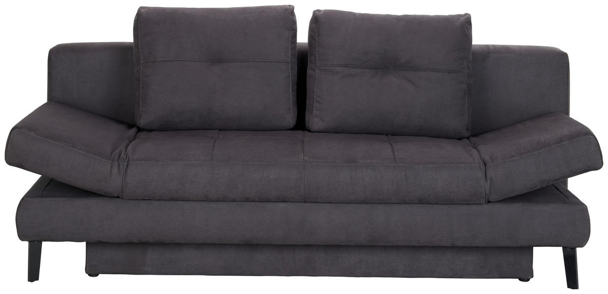 SCHLAFSOFA Sisi in Flachgewebe Dunkelgrau  - Dunkelgrau/Schwarz, Design, Textil/Metall (200/85/90cm) - Novel