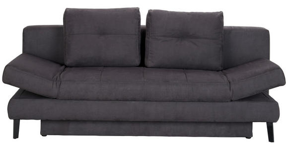 SCHLAFSOFA Sisi in Flachgewebe Dunkelgrau  - Dunkelgrau/Schwarz, Design, Textil/Metall (200/85/90cm) - Novel