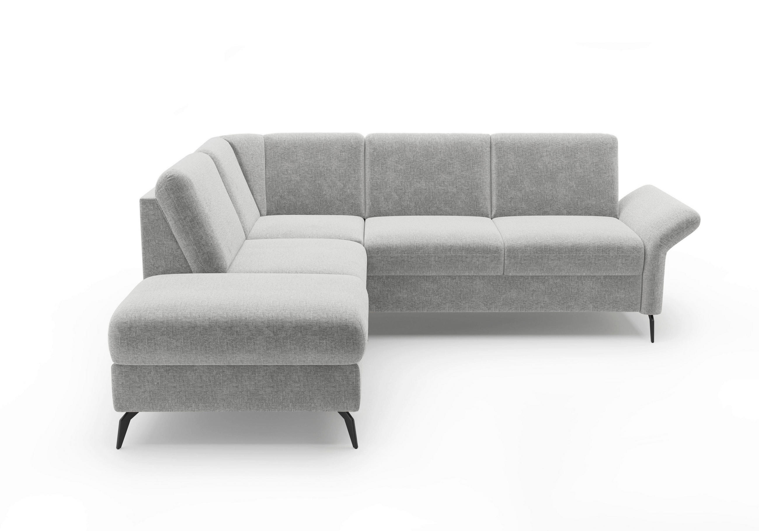 ECKSOFA ROCHELLE E Hellgrau Flachgewebe  - Hellgrau/Schwarz, KONVENTIONELL, Textil/Metall (216/240cm) - Sit & More