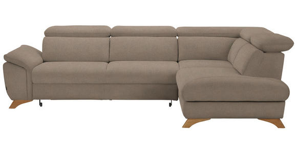 ECKSOFA in Flachgewebe Beige  - Eichefarben/Beige, MODERN, Holz/Textil (287/212cm) - Valnatura