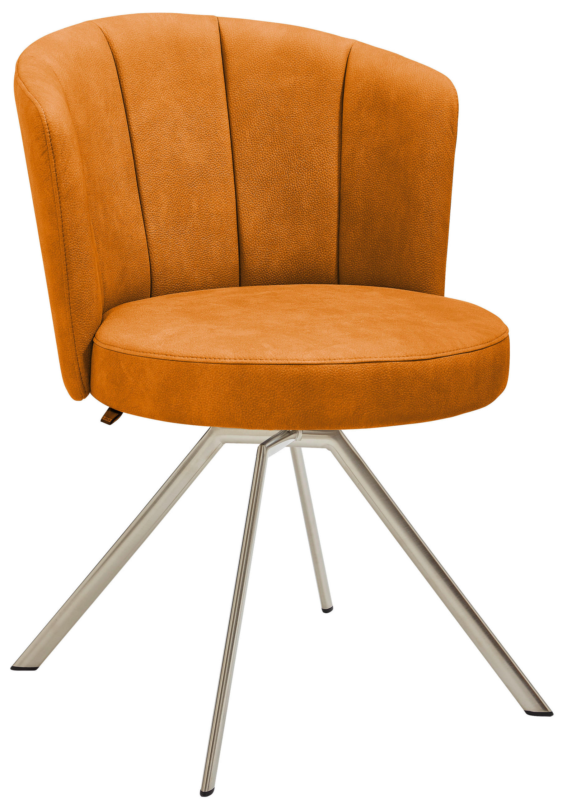 STUHL  Lederauswahl, Stoffauswahl, Typenauswahl, Sitzfläche 360° drehbar Mikrofaser  Edelstahlfarben, Cognac  - Edelstahlfarben/Cognac, Design, Textil/Metall (62/83/64cm) - Venjakob