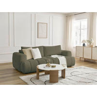 SCHLAFSOFA FUJI Bouclé Grün  inkl.  - Schwarz/Grün, MODERN, Kunststoff/Textil (251/113/88cm)