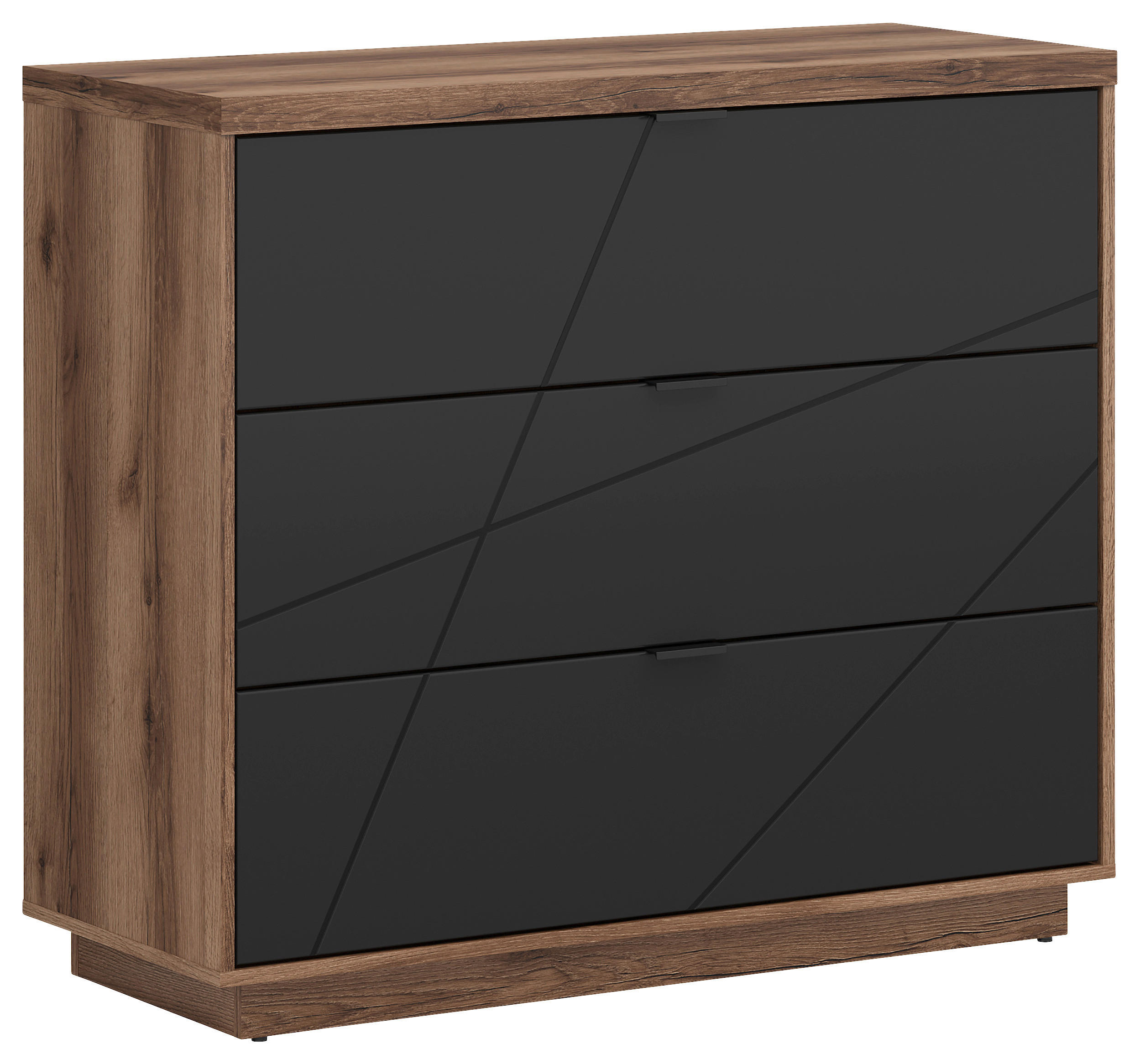 KOMMODE  in 106/93/42,5 cm  - Eichefarben/Schwarz, Design, Holzwerkstoff/Kunststoff (106/93/42,5cm)