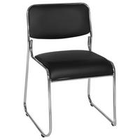 BESUCHERSTUHL  in Lederlook Schwarz  - Chromfarben/Schwarz, MODERN, Textil/Metall (41/84/52cm) - MID.YOU