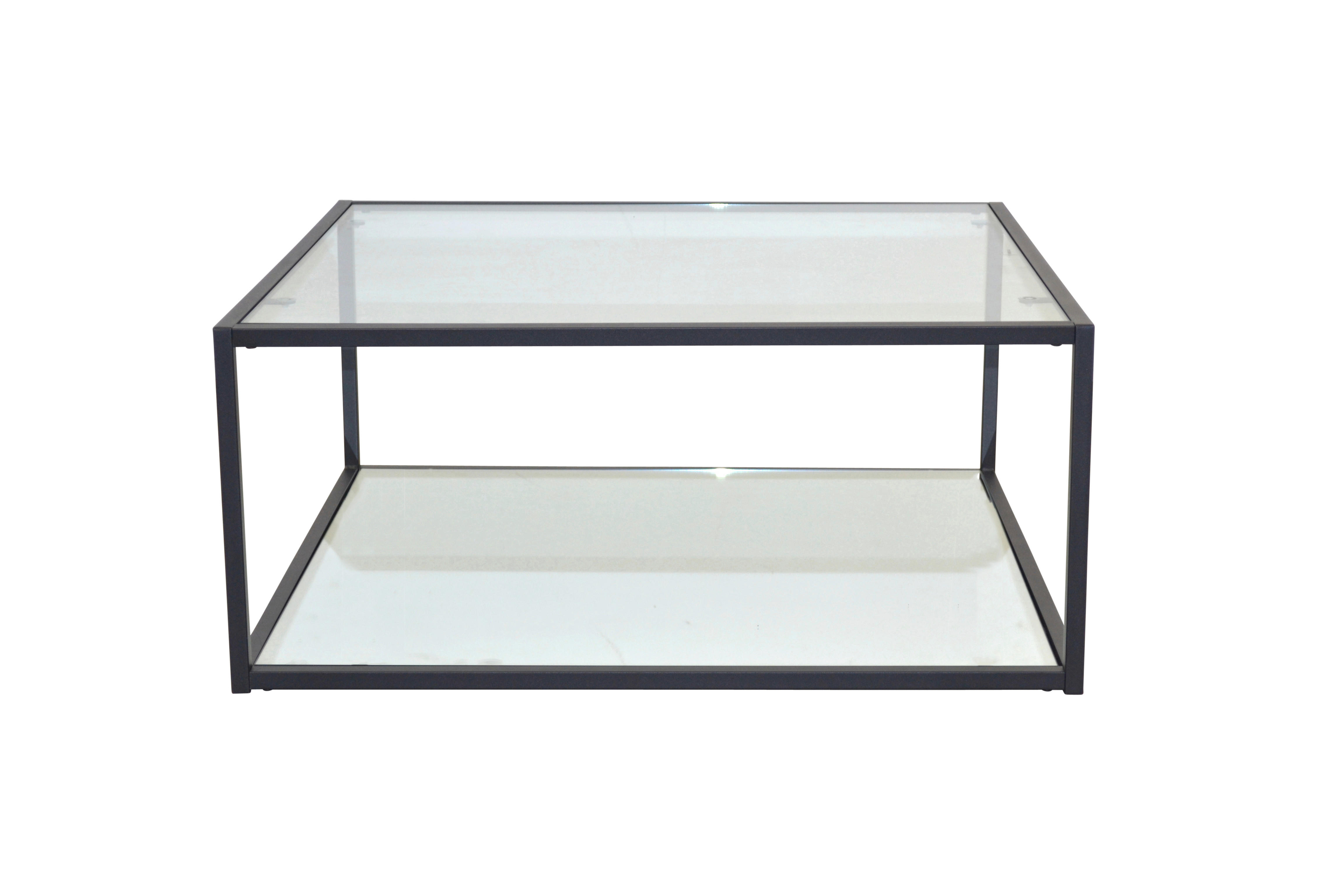 COUCHTISCH Sicherheitsglas, Klarglas, Spiegelglas 80/80/35 cm quadratisch Schwarz  - Schwarz, Design, Glas/Metall (80/80/35cm) - MID.YOU