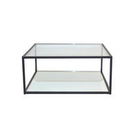 COUCHTISCH Sicherheitsglas, Klarglas, Spiegelglas 80/80/35 cm quadratisch Schwarz  - Schwarz, Design, Glas/Metall (80/80/35cm) - MID.YOU