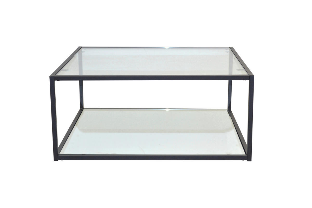 COUCHTISCH Sicherheitsglas, Klarglas, Spiegelglas 80/80/35 cm quadratisch Schwarz  - Schwarz, Design, Glas/Metall (80/80/35cm) - MID.YOU