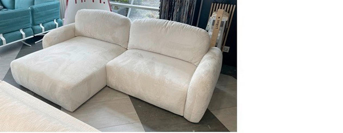 BIGSOFA ADELE in Chenille Creme  - Creme/Schwarz, Design, Kunststoff/Textil (270/85/136cm) - Livetastic