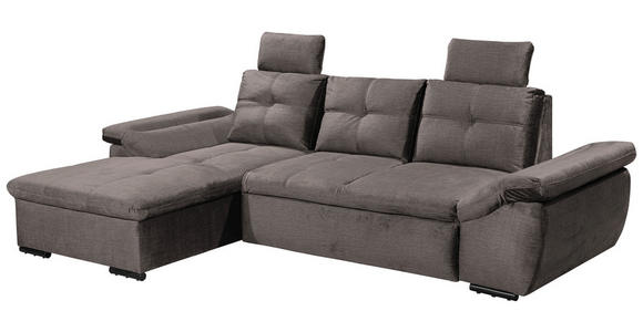 ECKSOFA  in Mikrovelours Graubraun  - Graubraun/Schwarz, KONVENTIONELL, Kunststoff/Textil (170/275cm) - Carryhome