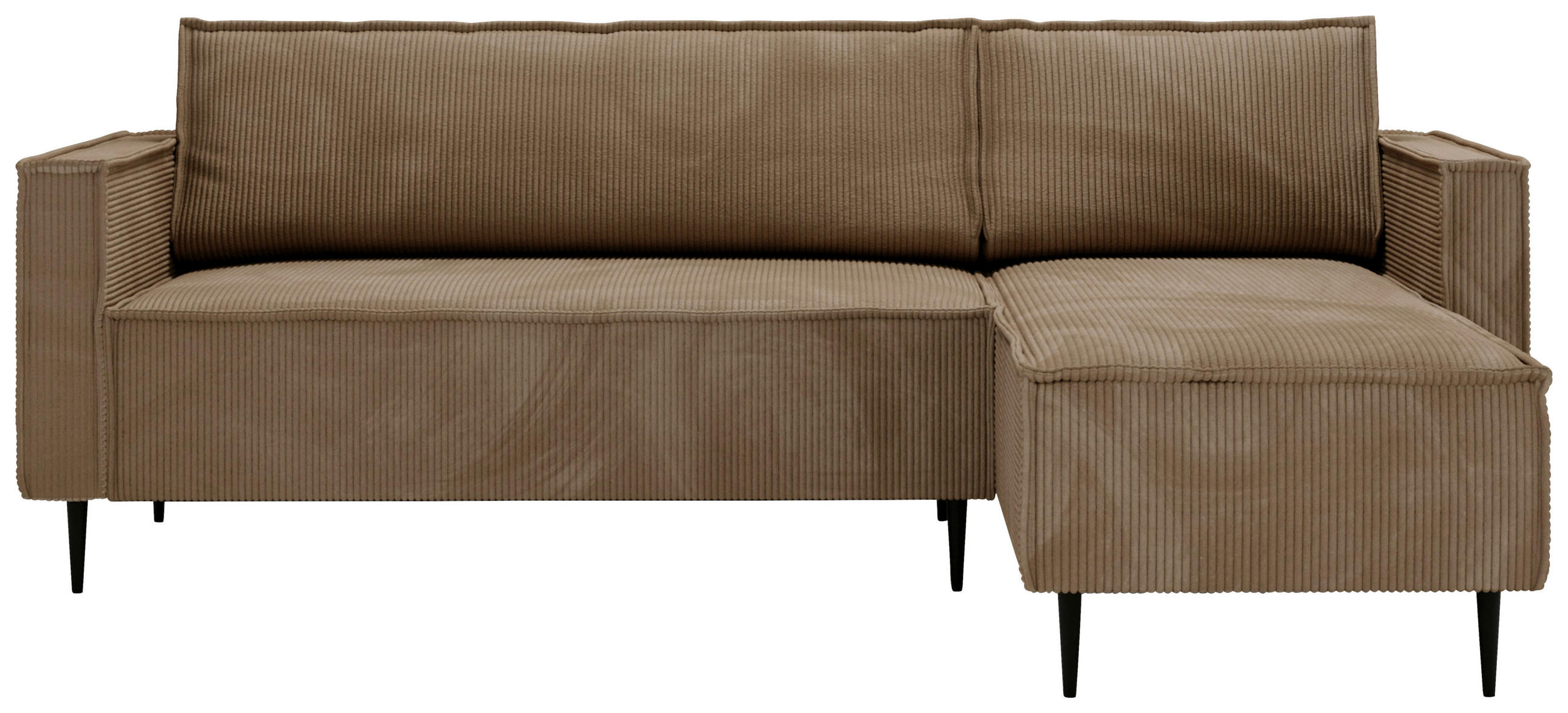 ECKSOFA Hellbraun Cord  - Hellbraun/Schwarz, Design, Textil/Metall (223/151cm) - Livetastic