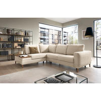 ECKSOFA in Webstoff Silberfarben  - Eschefarben/Silberfarben, Modern, Holz/Textil (260/90/204cm) - Trendmanufaktur