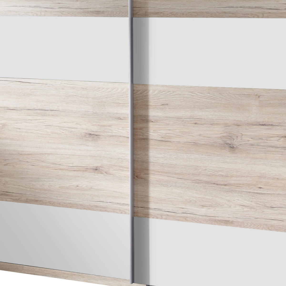 SCHWEBETÜRENSCHRANK in Weiss, Eichefarben  - Weiss/Eichefarben, Design, Holzwerkstoff/Metall (135/198/64cm) - MID.YOU
