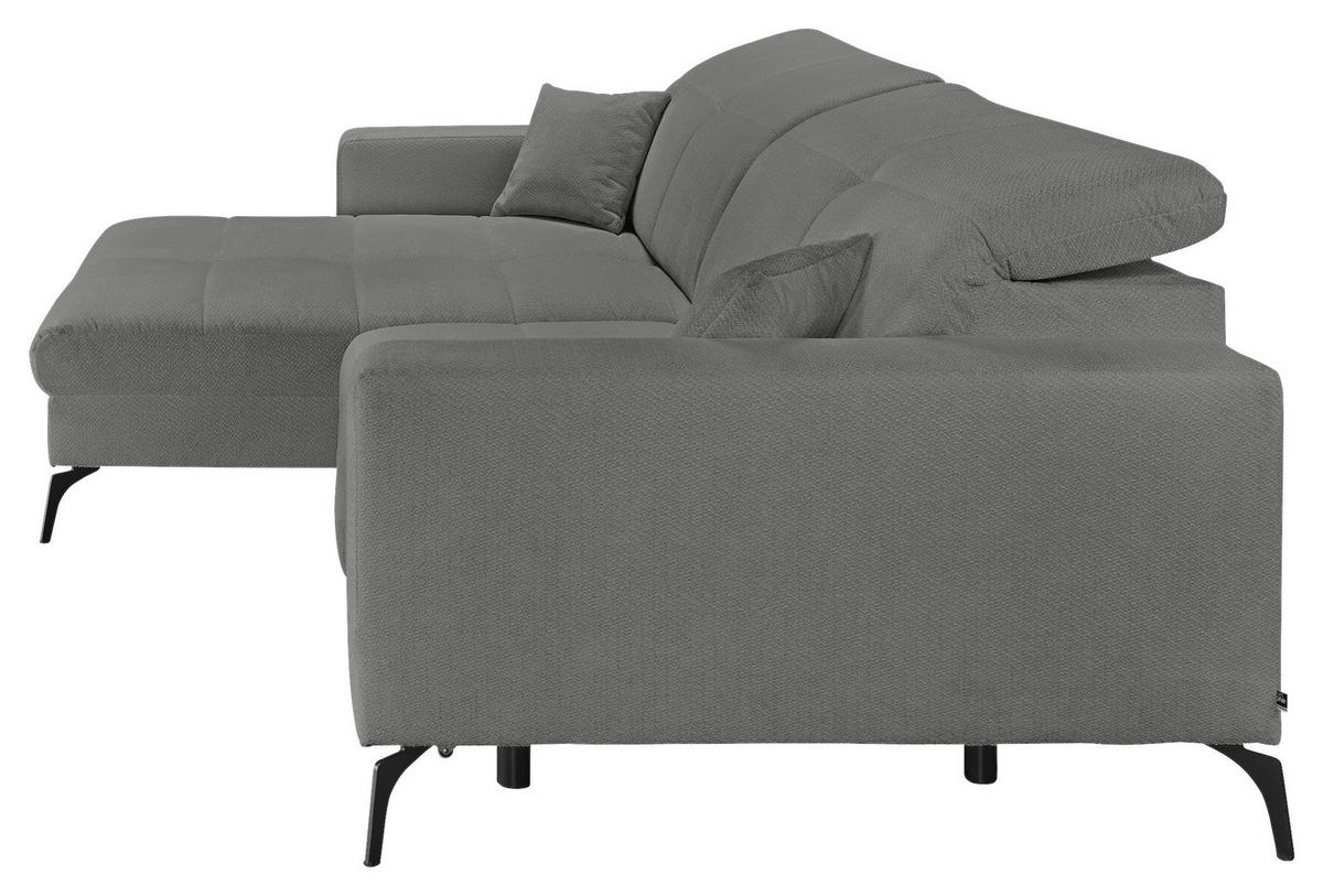 ECKSOFA Dunkelgrau Webstoff  - Dunkelgrau/Schwarz, KONVENTIONELL, Textil/Metall (180/285cm) - SetOne by Musterring