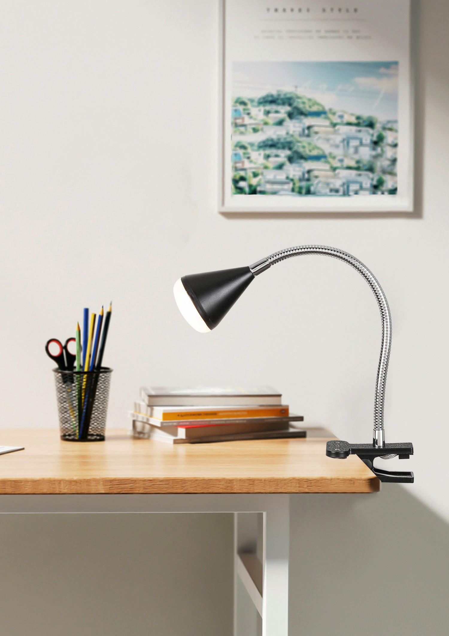 LED-KLEMMLEUCHTE 42/6/10 cm   - Chromfarben/Transparent, Basics, Kunststoff/Metall (42/6/10cm) - Boxxx