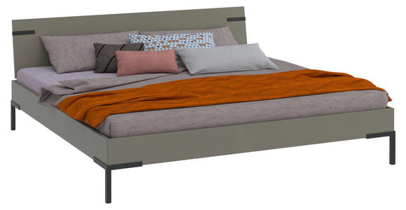 BETT 200/200 cm,  in Grau, Grün  - Schwarz/Grau, Design, Metall (200/200cm) - Xora