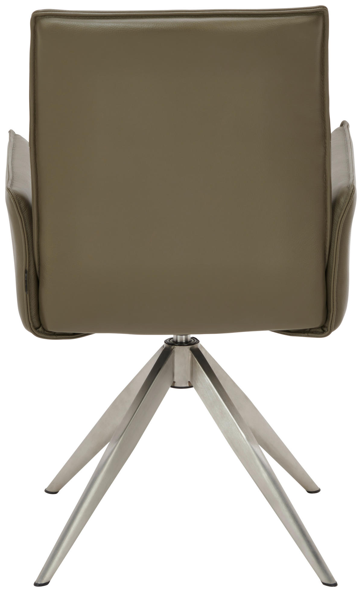 ARMLEHNSTUHL  in Edelstahl Echtleder pigmentiert  - Edelstahlfarben/Olivgrün, Design, Leder/Metall (57/92/63,5cm) - Novel