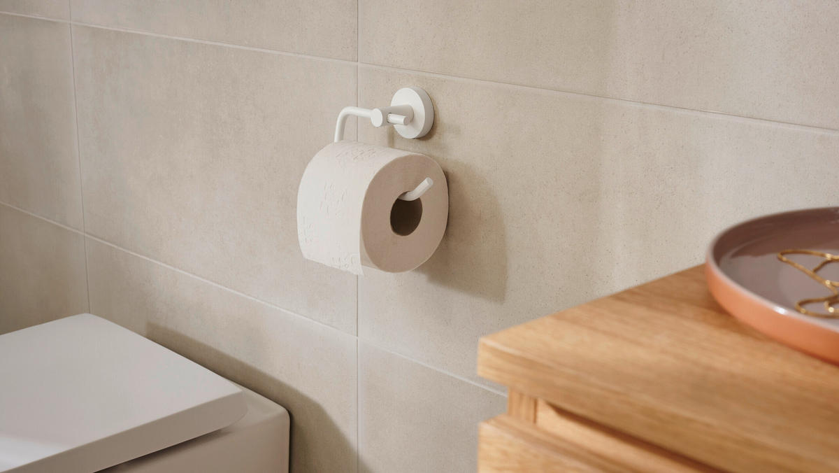 TOILETTENPAPIERHALTER - Weiß, Basics, Metall (14/10/5cm) - Tesa