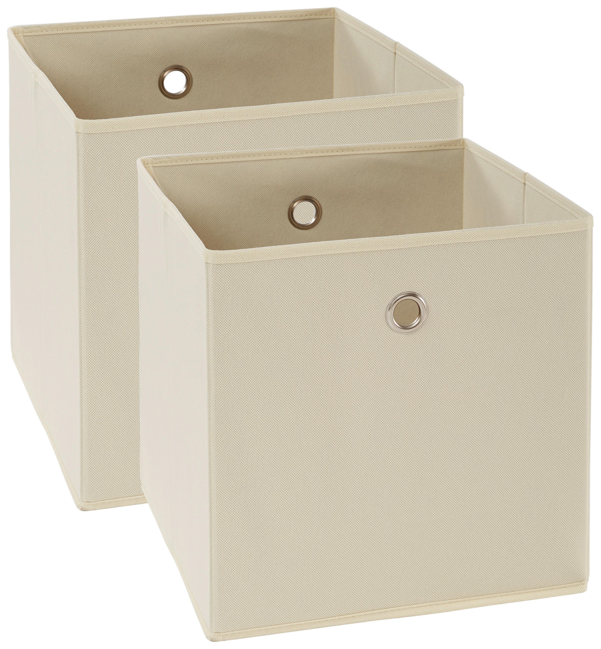 FALTBOX 2er Set - Silberfarben/Naturfarben, Design, Karton/Textil (32/32/32cm) - Carryhome