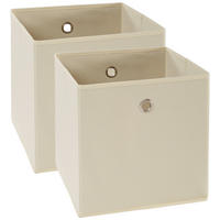 FALTBOX 2er Set - Silberfarben/Naturfarben, Design, Karton/Textil (32/32/32cm) - Carryhome
