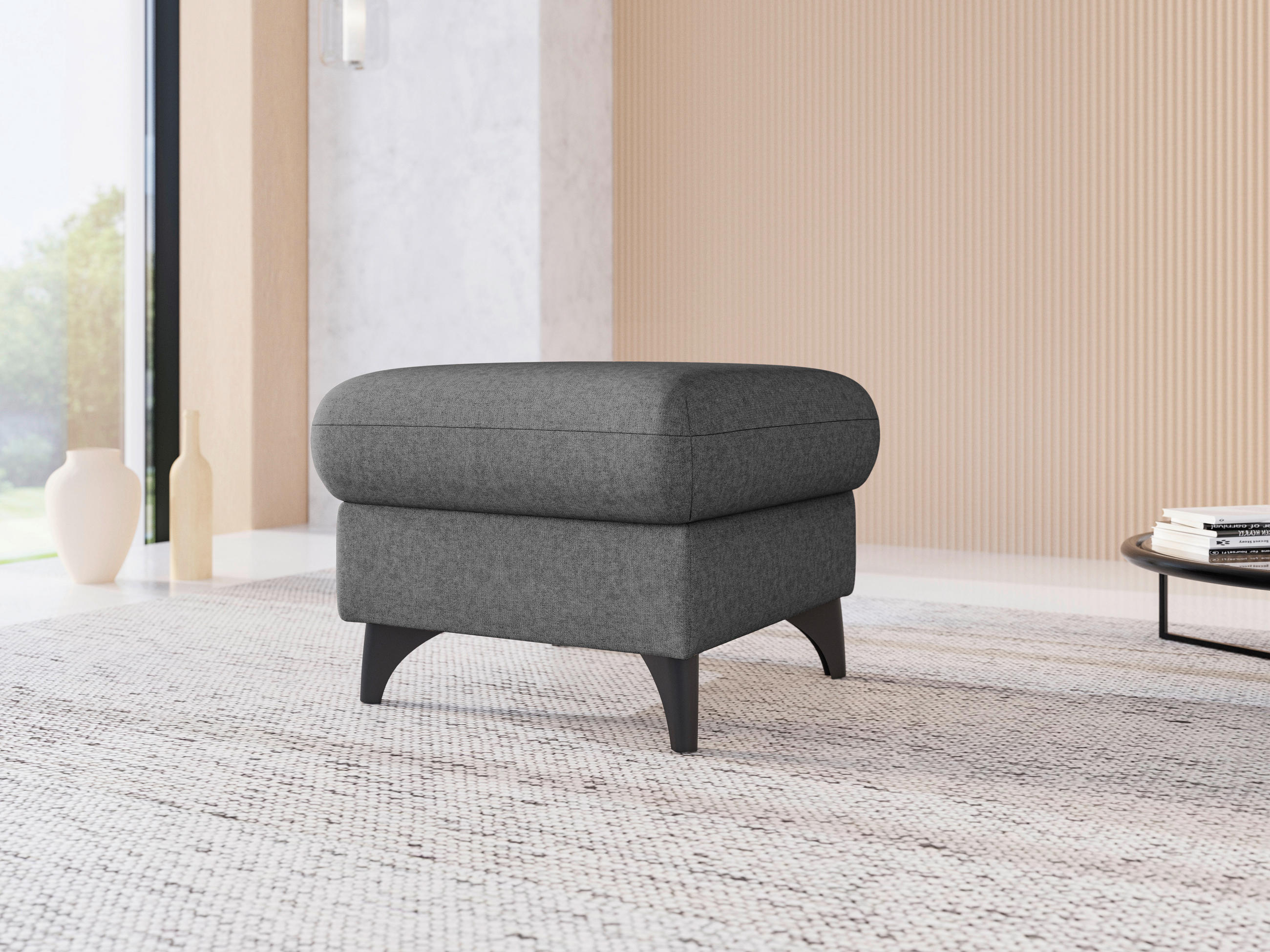 HOCKER in Textil Dunkelgrau  - Dunkelgrau/Schwarz, KONVENTIONELL, Textil/Metall (58/48/58cm) - Sit & More