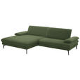 ECKSOFA  in Chenille, Flachgewebe Grün Rücken echt  180/284 cm  - Schwarz/Grün, Design, Textil/Metall (180/284cm) - Dieter Knoll