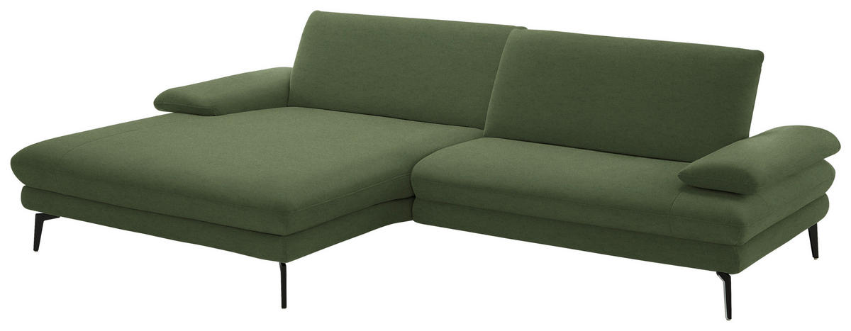 ECKSOFA Chenille, Flachgewebe Grün  - Schwarz/Grün, Design, Textil/Metall (180/284cm) - Dieter Knoll