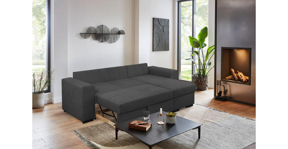 ECKSOFA Anthrazit Webstoff  - Anthrazit/Schwarz, KONVENTIONELL, Kunststoff/Textil (243/155cm) - Carryhome