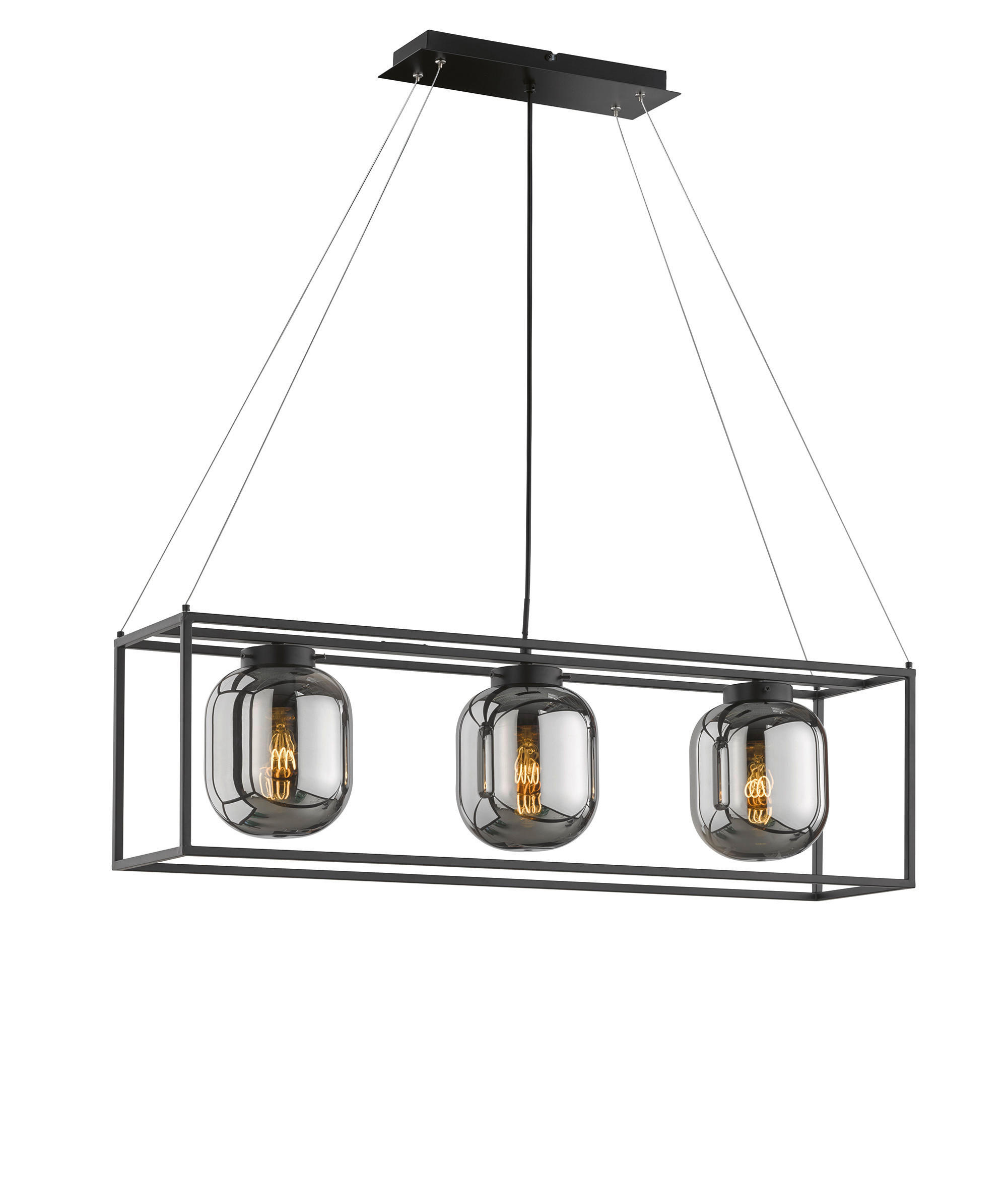 HÄNGELEUCHTE 90/160/20 cm - Schwarz, Design, Glas (90/160/20cm) - Fischer & Honsel