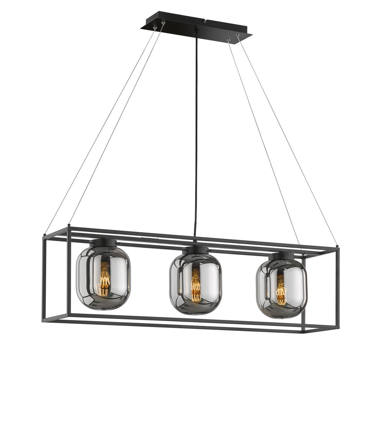 HÄNGELEUCHTE  90/160/20 cm   - Schwarz, Design, Glas (90/160/20cm) - Fischer & Honsel