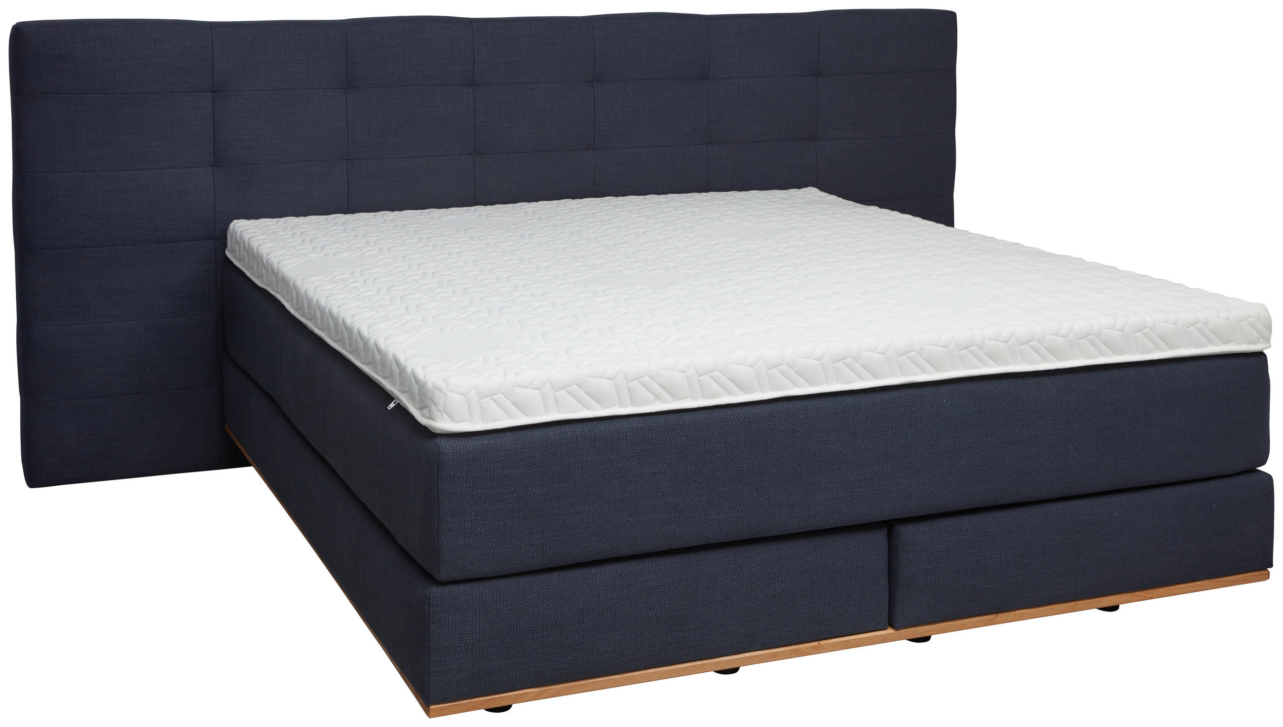 BOXSPRINGBETT 180/200 cm  in Dunkelblau  - Eichefarben/Dunkelblau, KONVENTIONELL, Holz/Textil (180/200cm) - Dieter Knoll