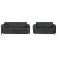 SITZGARNITUR in Teddystoff Anthrazit  - Anthrazit/Schwarz, Modern, Textil/Metall (180/76/90cm) - Livetastic