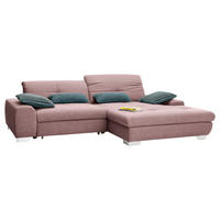 ECKSOFA Rosa Flachgewebe  - Chromfarben/Rosa, Design, Textil/Metall (276/198cm) - SetOne by Musterring