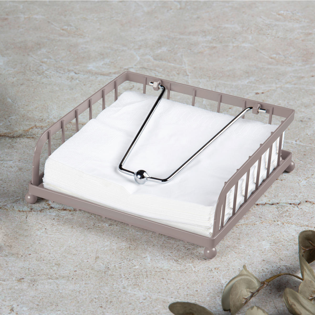 SZALVÉTATARTÓ    - taupe, Basics, fém (18,5cm)