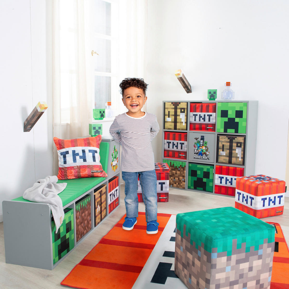REGAL  90/90/30 cm Grau, Multicolor  - Multicolor/Grau, MODERN, Holzwerkstoff (90/90/30cm) - Minecraft