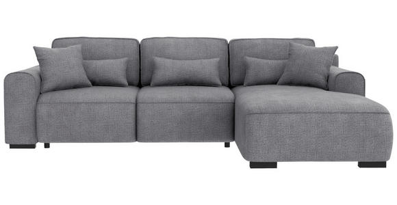 ECKSOFA Grau Chenille  inkl. Zierkissen, Rückenkissen, Nierenkissen, Bettkasten, Schlaffunktion, Rücken echt, Liegefläche im Originalstoff  - Grau, KONVENTIONELL, Kunststoff/Textil (293/205cm) - Carryhome