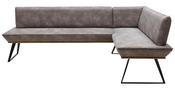 ECKBANK 243/163 cm  in Schwarz, Eichefarben, Graubraun  - Eichefarben/Graubraun, Design, Holz/Textil (243/163cm) - Voleo
