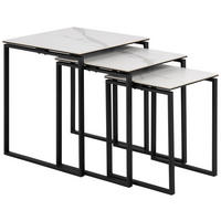 BEISTELLTISCHSET in Metall, Keramik 50/50/55 cm  - Schwarz/Weiß, Trend, Keramik/Metall (50/50/55cm)