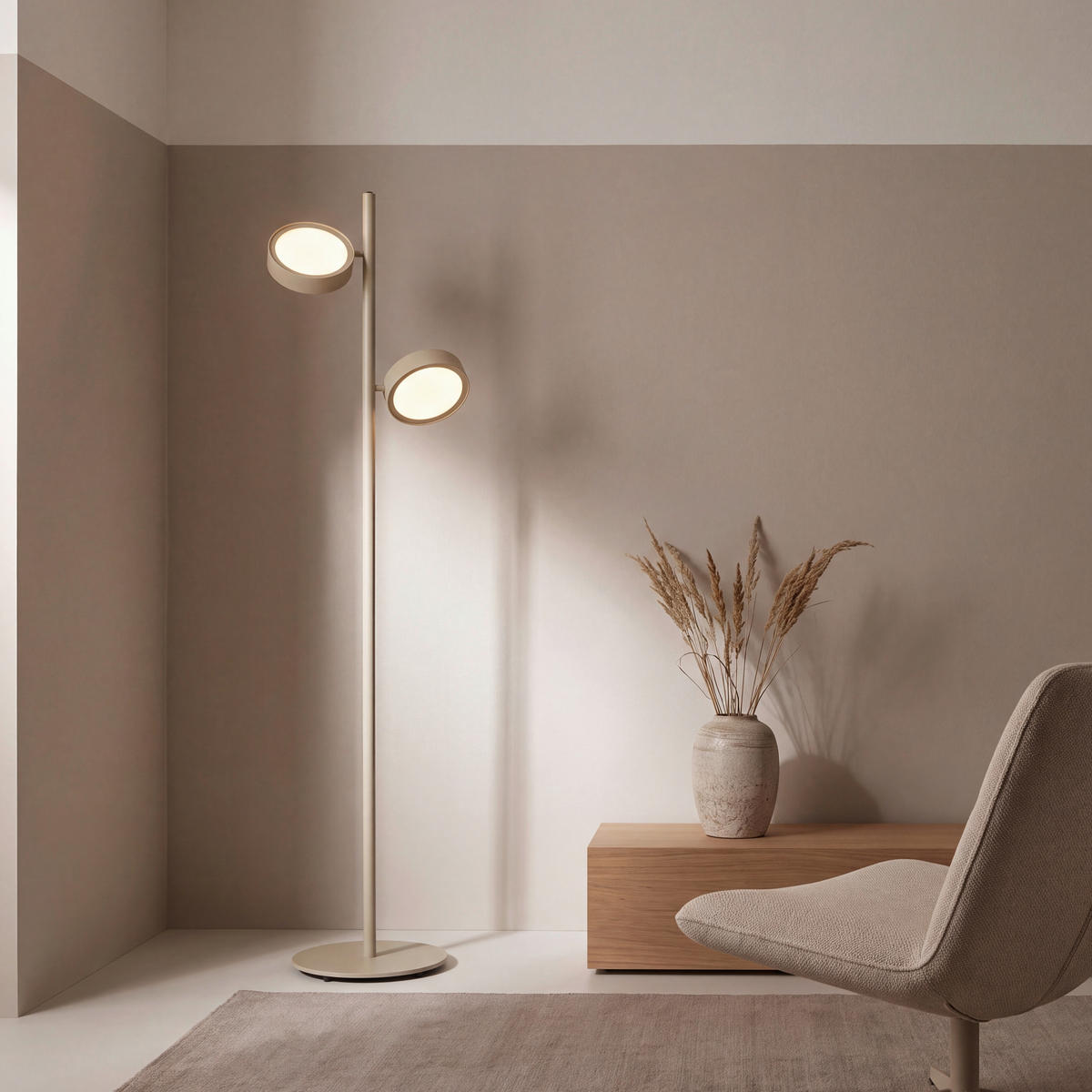 Lampadar Cu Led 43/28/162 cm    - nisipiu, Design, metal (43/28/162cm) - Dieter Knoll