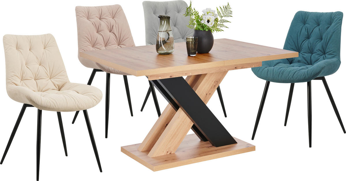 ÉTKEZŐASZTAL - fekete/Artisan tölgy, Design, faalapú anyag (140-180/90/76cm) - Carryhome
