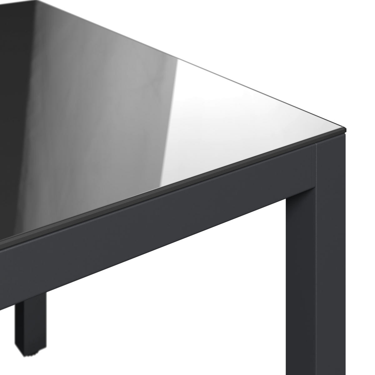 GARTENTISCHGRUPPE beschichtet Stahl  - Dunkelgrau/Naturfarben, MODERN, Glas/Kunststoff (150/75.5/90cm) - Ambia Garden