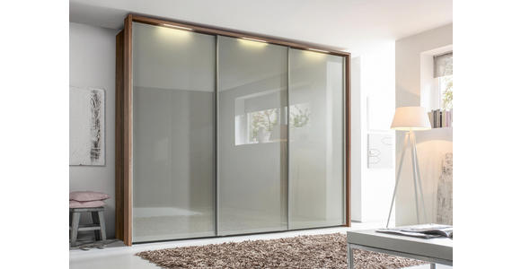 SCHWEBETÜRENSCHRANK 3-türig Fango, Nussbaumfarben - Chromfarben/Fango, Design, Glas/Holzwerkstoff (270/223/69cm) - Dieter Knoll