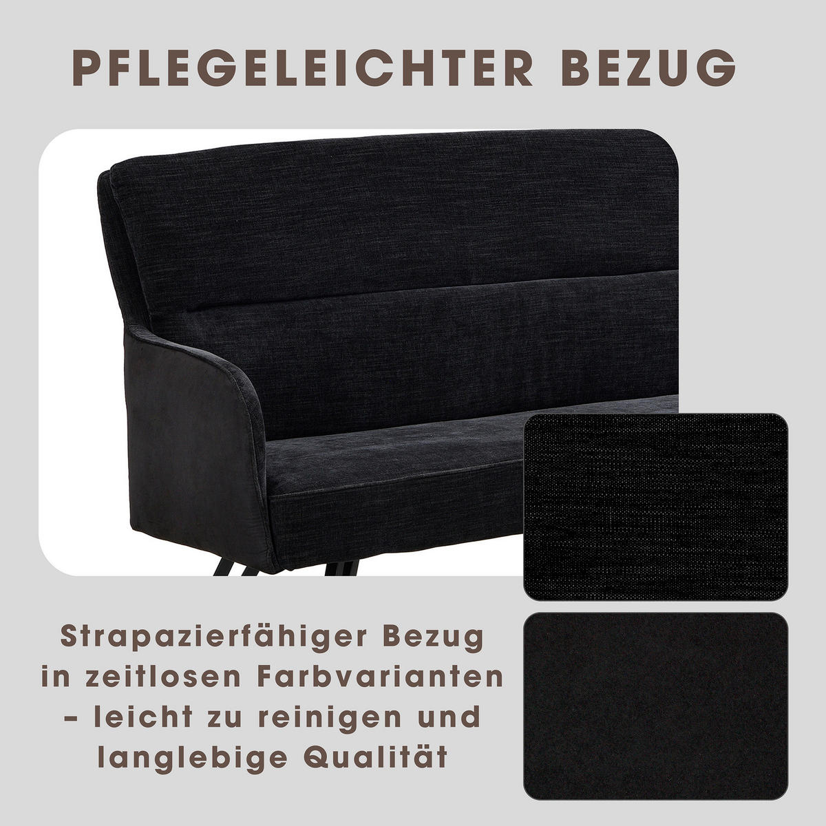 SITZBANK - Schwarz, MODERN, Textil/Metall (140/94/67cm) - MID.YOU