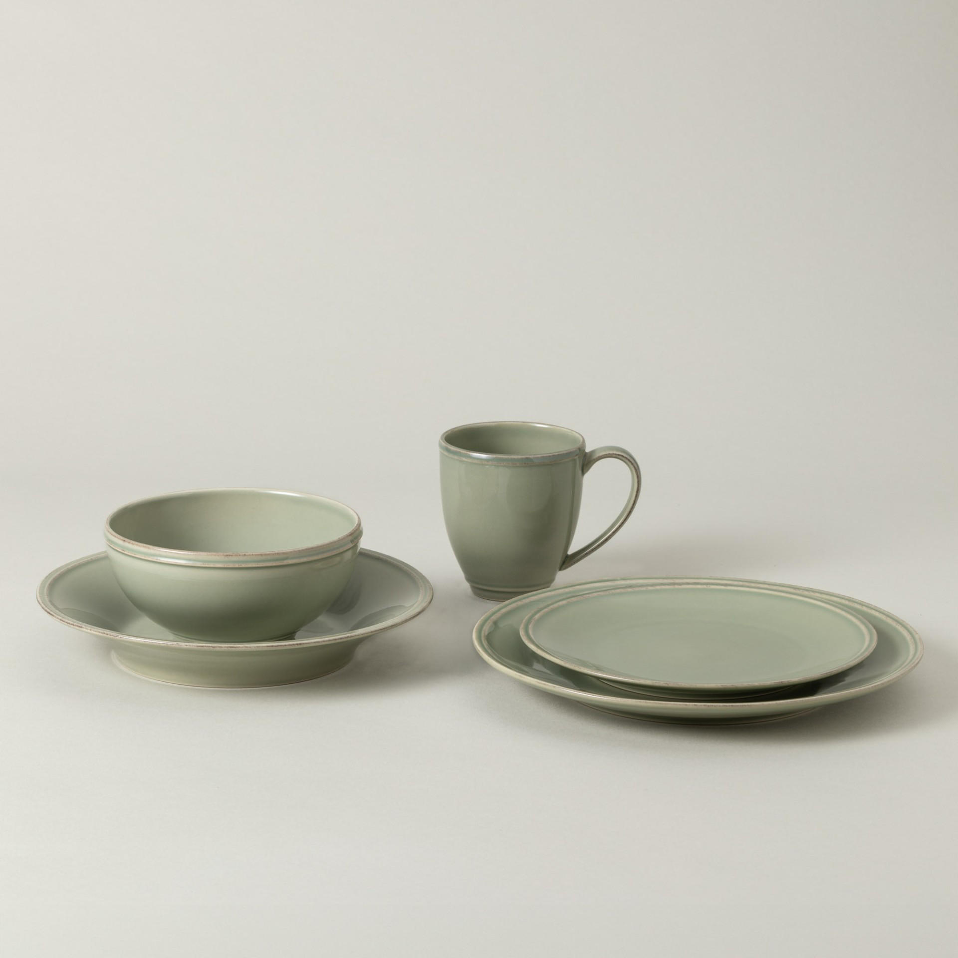 KOMBISERVICE Olivgrün FRISO 5-teilig 1 Personen  - Olivgrün, Basics, Keramik - Costa Nova